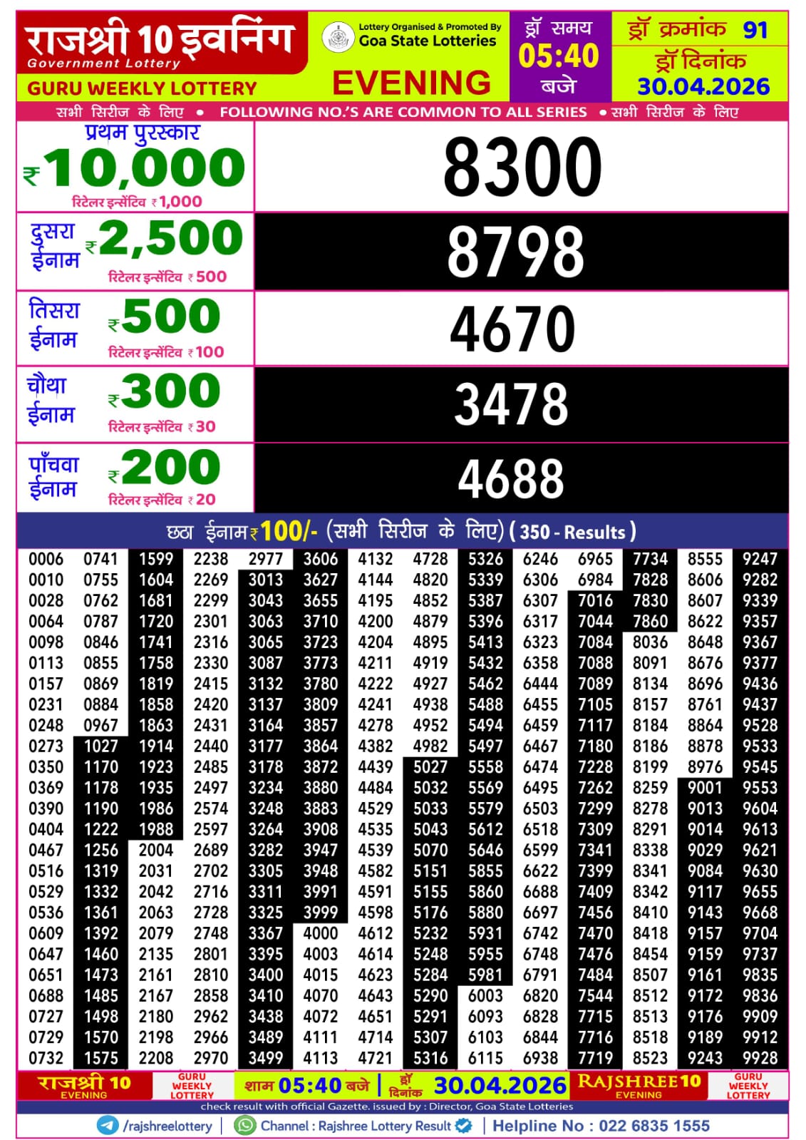 Lottery result image 30 April 2026