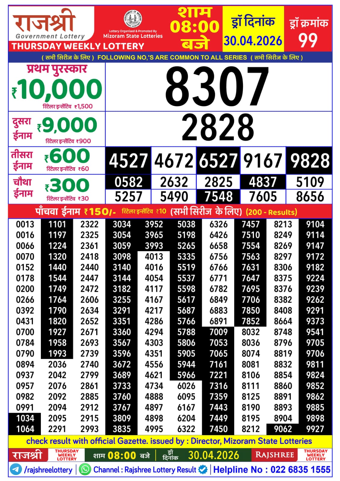 Lottery result image 30 April 2026