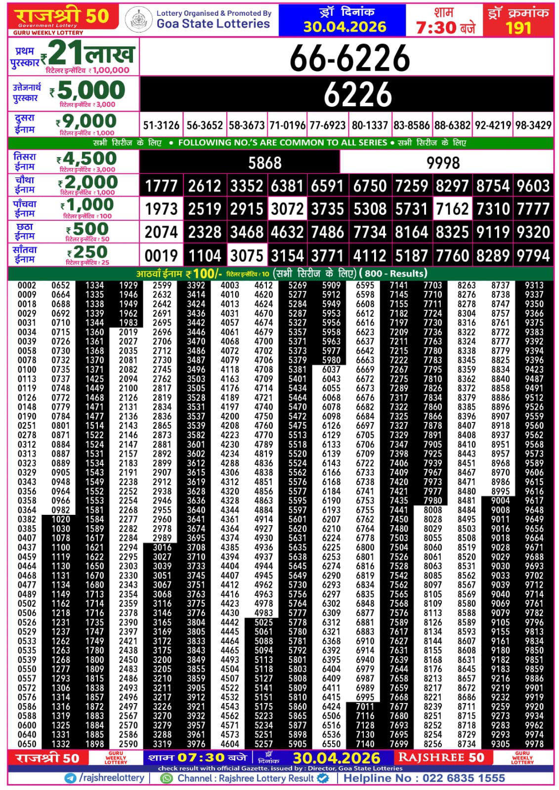 Lottery result image 30 April 2026