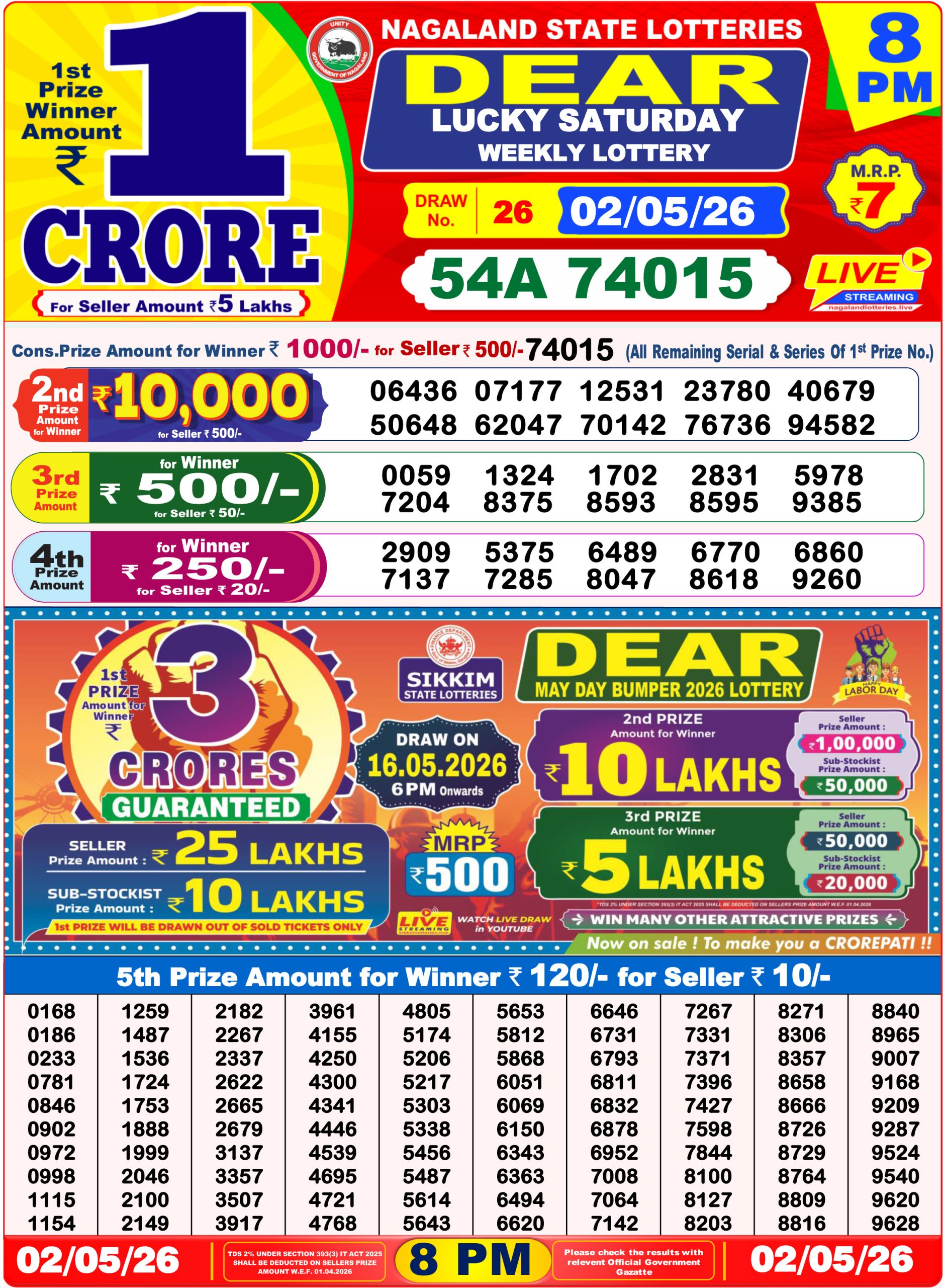 Dear 8 PM Result 02 May 2026