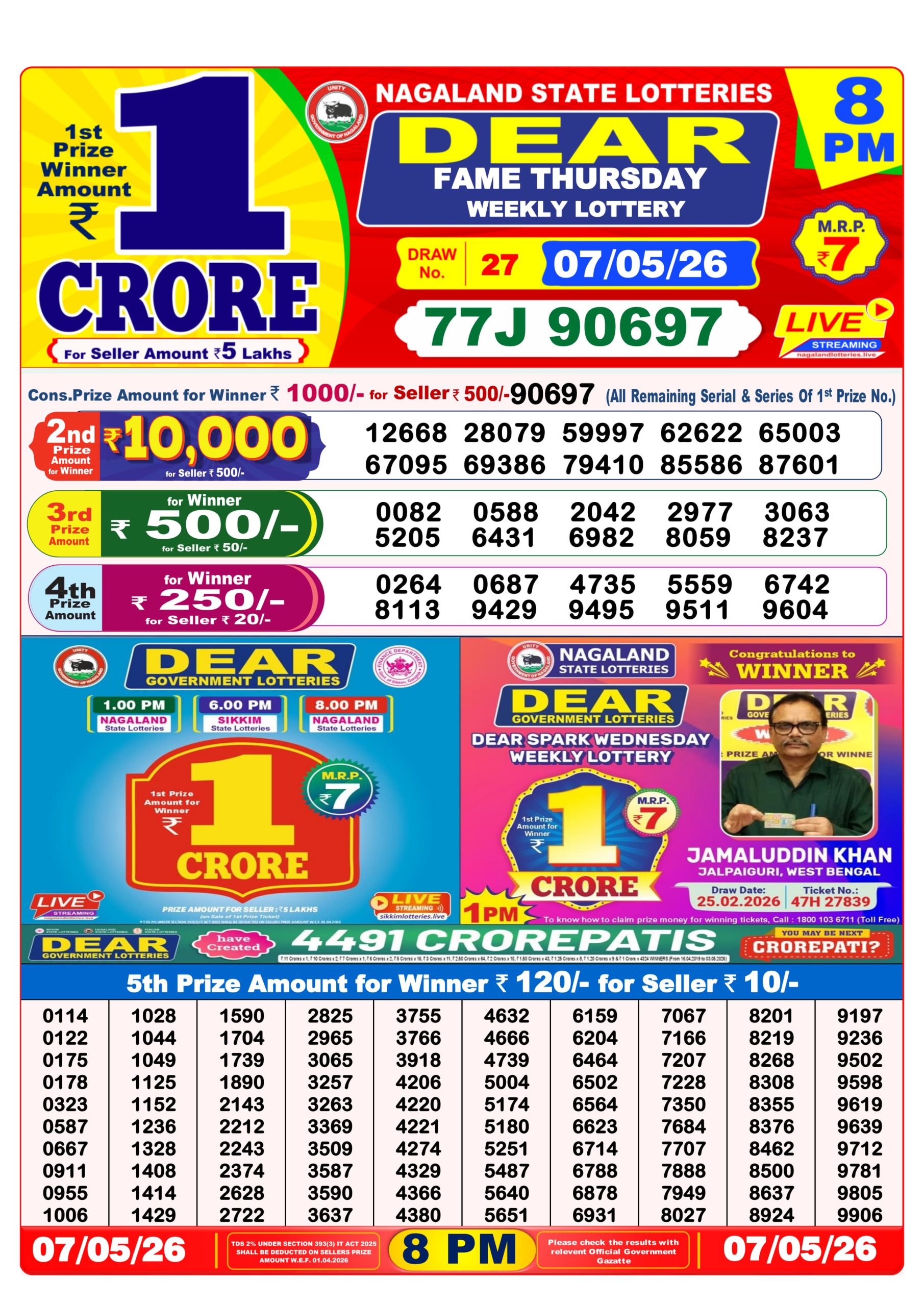 Dear 8 PM Result 07 May 2026
