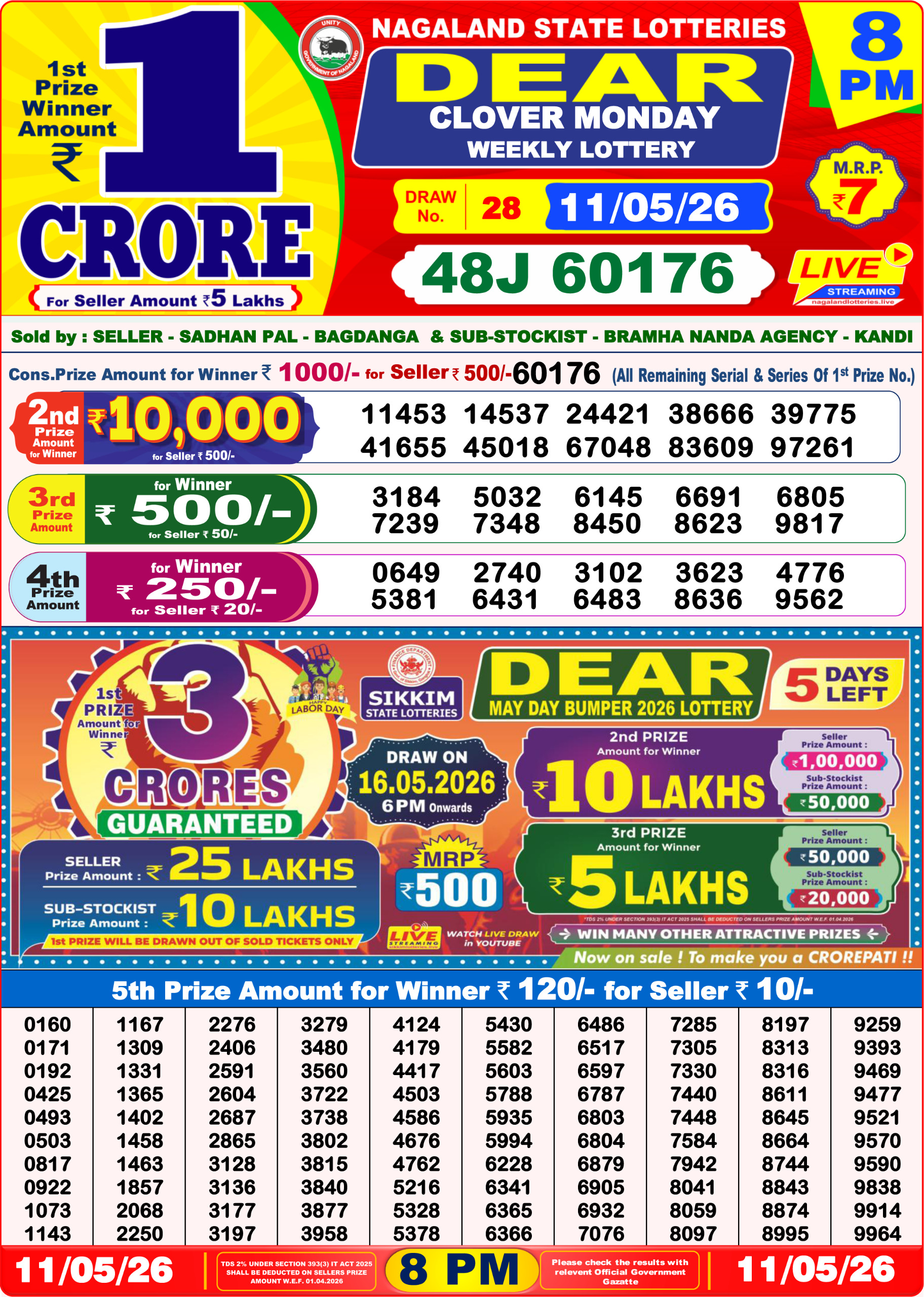 Dear 8 PM Result 11 May 2026