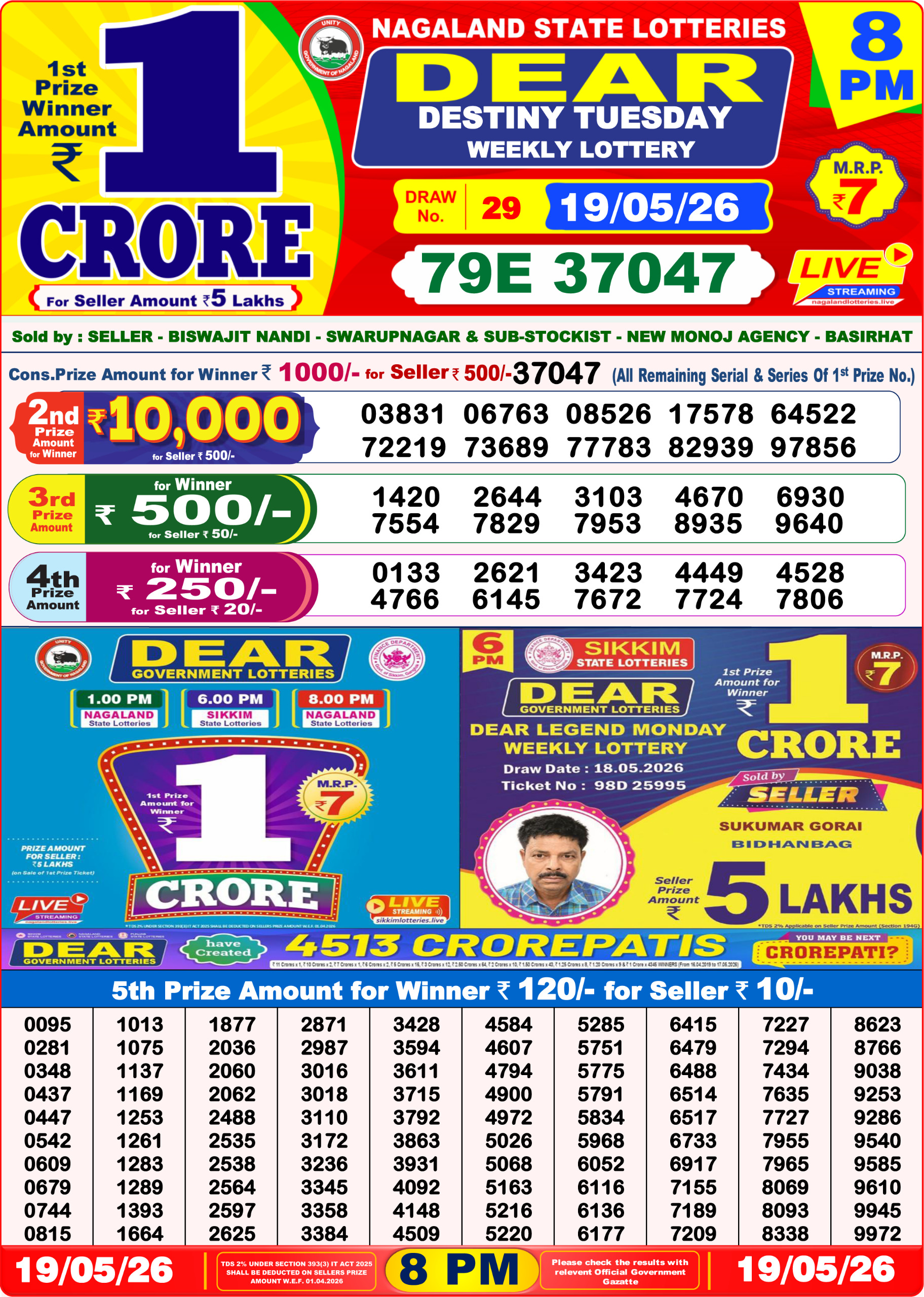 Dear 8 PM Result 19 May 2026
