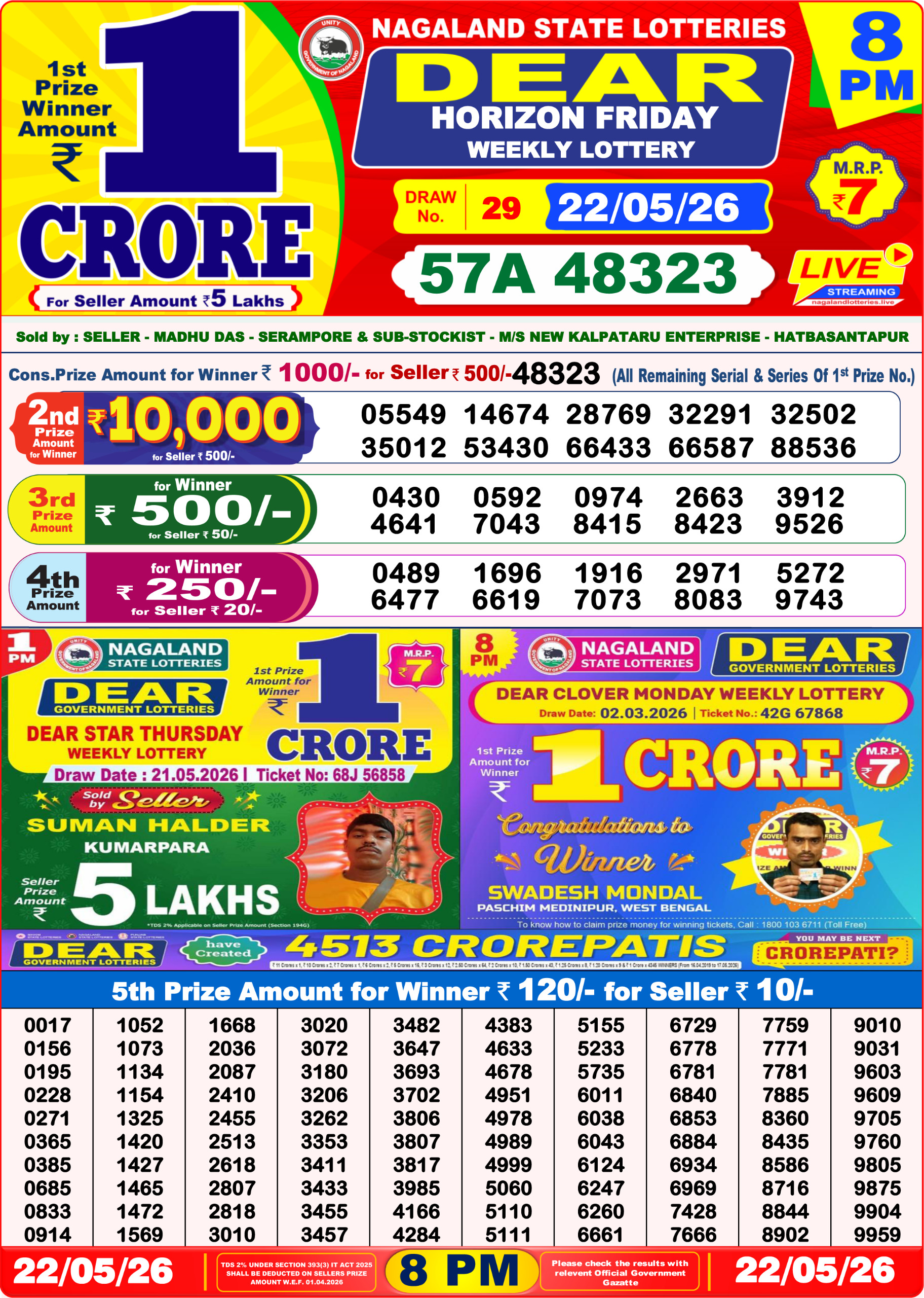 Dear 8 PM Result 22 May 2026