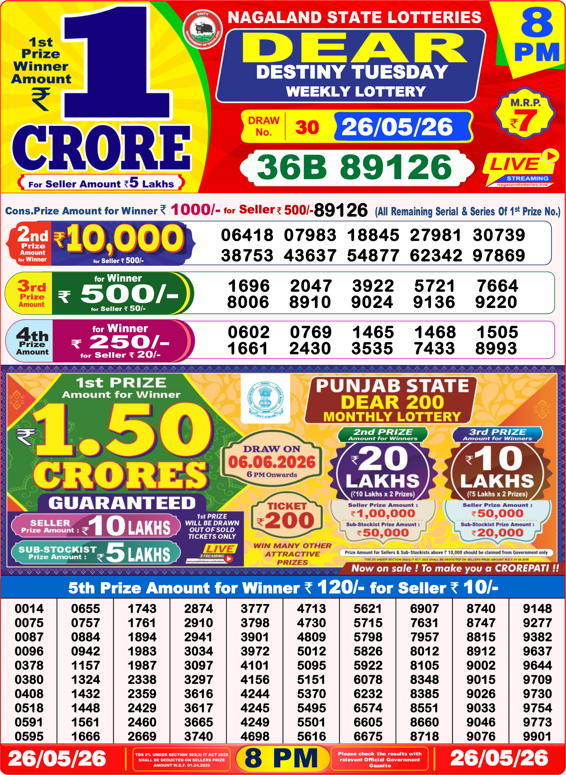 Dear 8 PM Result 26 May 2026