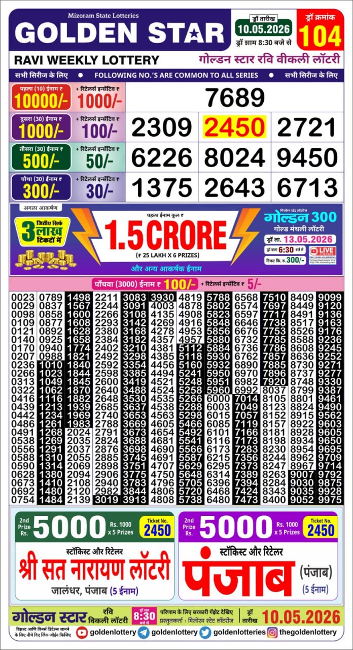 Golden Star 8:30 PM Result 10 May 2026