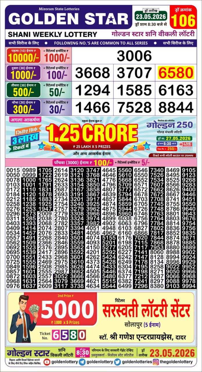 Golden Star 8:30 PM Result 23 May 2026