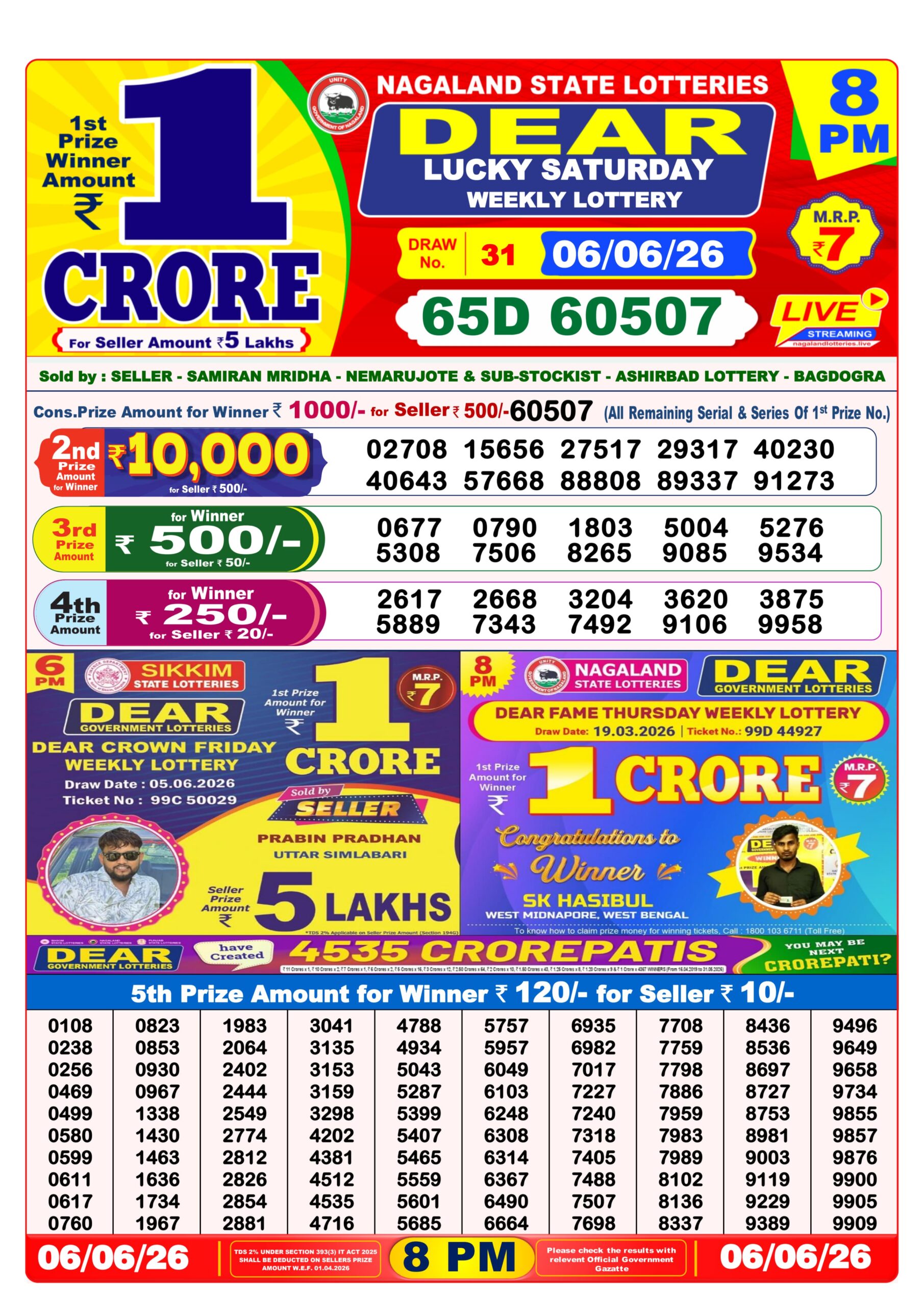 Dear 8 PM Result 06 June 2026
