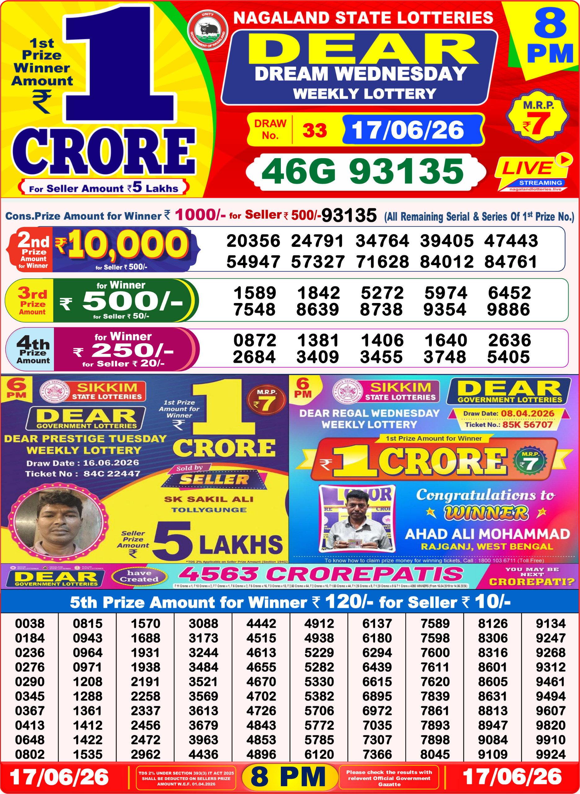 Dear 8 PM Result 17 June 2026