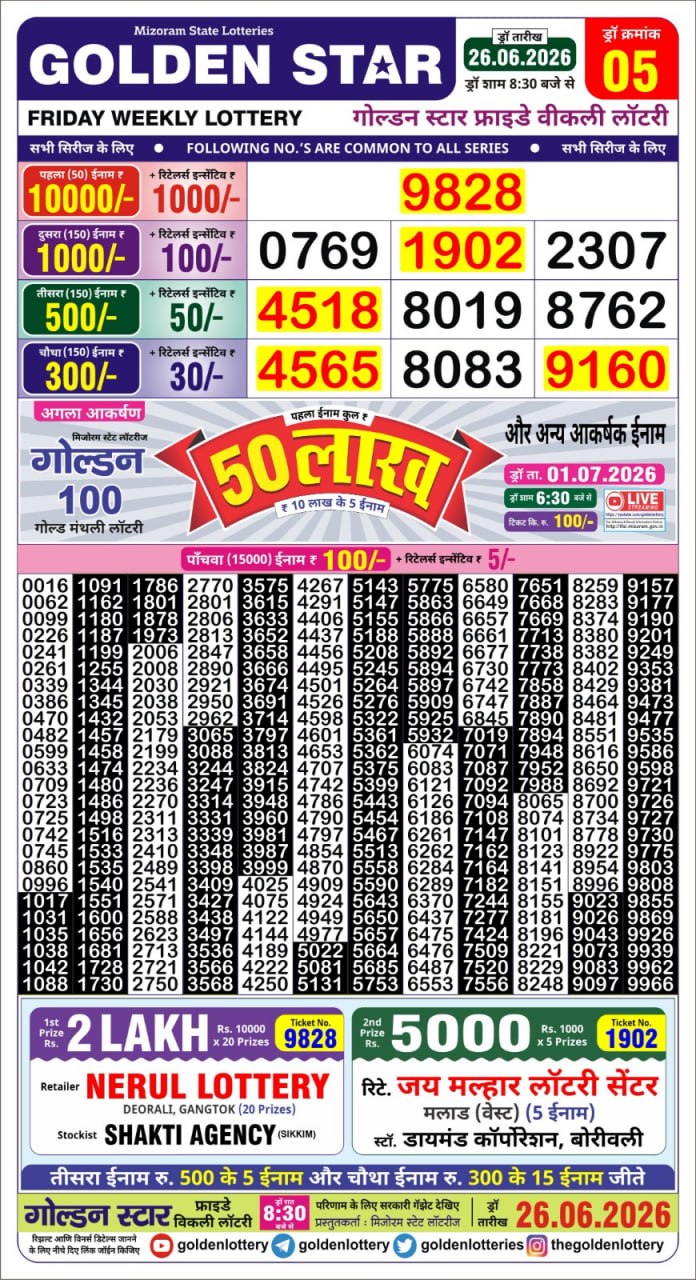 Golden Star 8:30 PM Result 26 June 2026