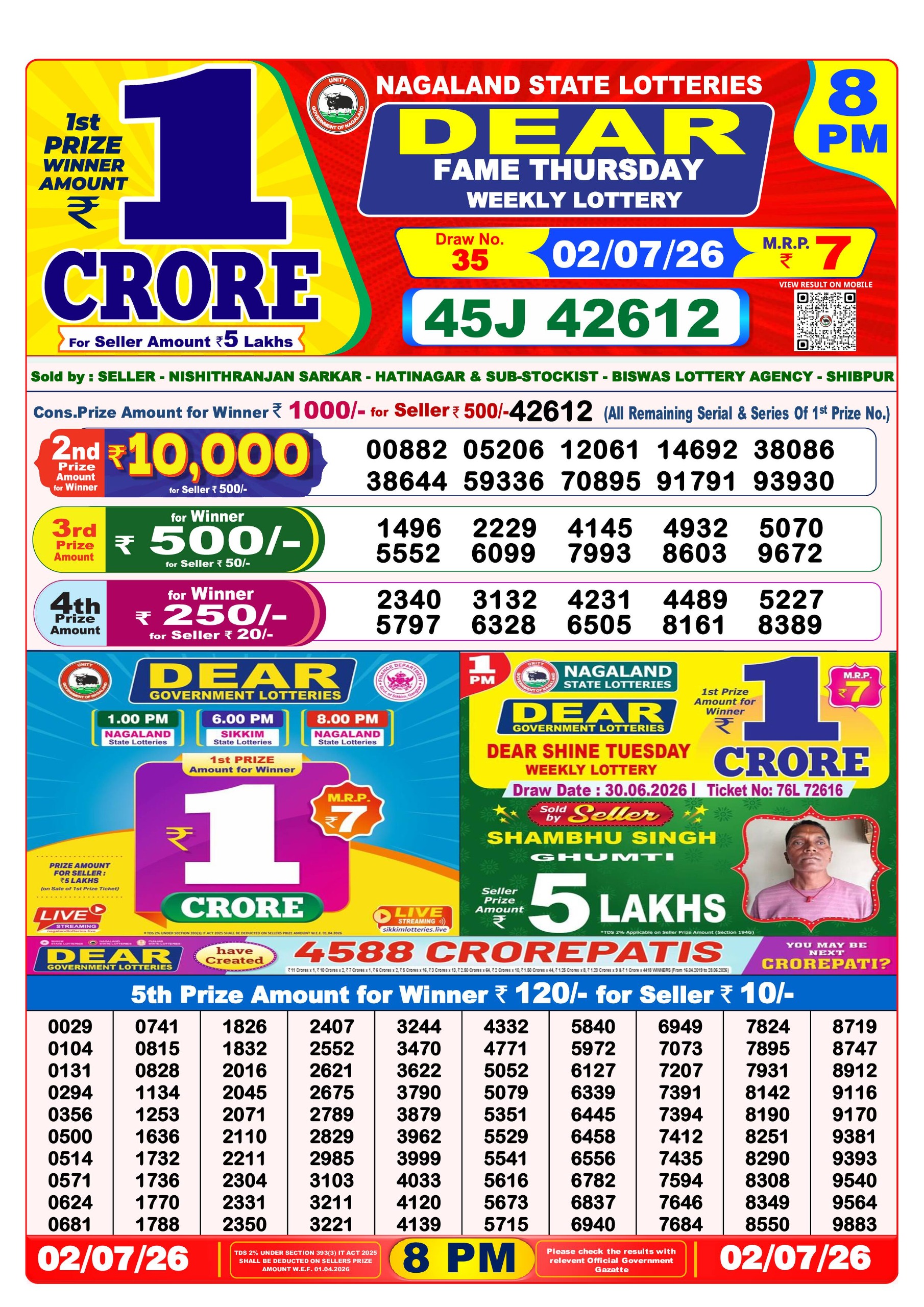 Dear 8 PM Result 02 July 2026