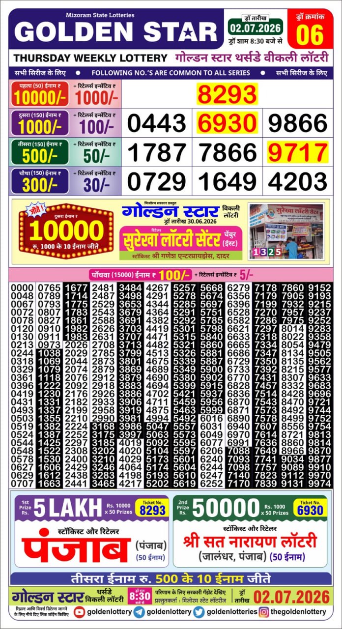 Golden Star 8:30 PM Result 02 July 2026